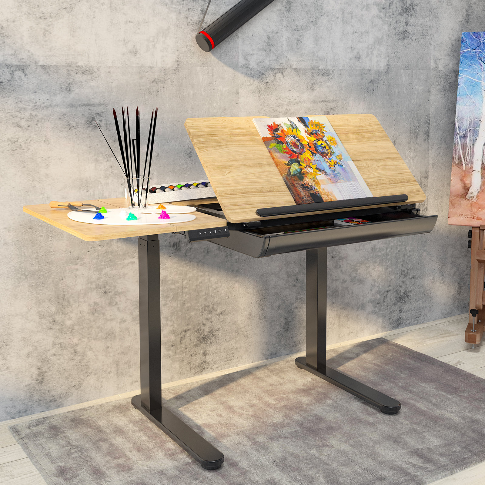 FlexiSpot Electric Height Adjustable Drafting Draft Desk Drawing Table Desk Tiltable Tabletop Reviews Wayfair